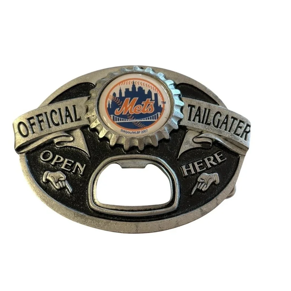 NEW YORK METS TAILGATER BELT BUCKLE W/BOTTLE‎ OPENER SISKIYOU US MADE 2007
